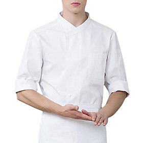 3/4 Sleeve Chef's Coat Jacket Kitchen Cook Coat Uniforms Unisex