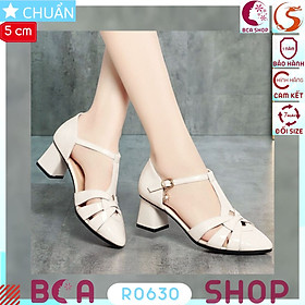Sandal nữ mũi nhọn đế thấp 5 phân RO630 ROSATA tại BCASHOP thiết kế cắt xẻ cá tính, đá tòn ten dịu dàng cho set công sở
