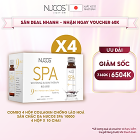 Combo 4 hộp Collagen uống thủy phân hỗ trợ căng bóng da Nucos Spa 10000​ 10 chai x 50ml