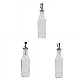 500ml Kitchenware Clear Glass Oil And Vinegar Cruet Condiment Bottles 3pcs