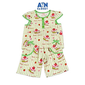 Bộ quần áo Lửng bé gái họa tiết Bánh Kem Dâu Xanh Cotton - AICDBGN2TGQJ - AIN Closet