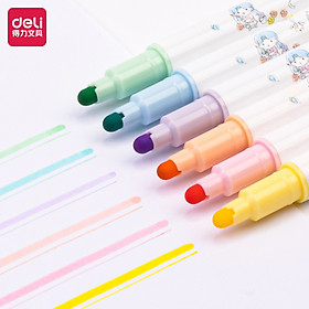 Set 6 Bút Nhớ Hai Đầu Ngòi Chấm Tròn Highlight Đánh Dấu Nhớ Dòng Take Note Deli - Phù Hợp Học Sinh Văn Phòng - S151