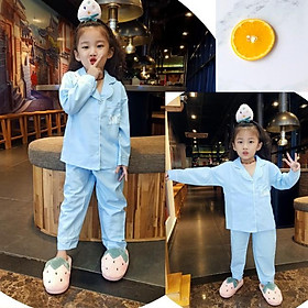 Đồ bộ cho bé mặc nhà SMILE đẹp pijama bé gái chất kate lụa dễ thương mặc