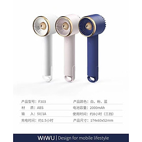 Mua Quạt Wiwu Turbo Handheld Fan F303 quạt mini cầm tay USB được làm bằng chất liệu ABS - Hàng chính hãng