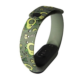 Dây Đeo Cao Su Xiaomi Miband 7 hoạ tiết hình trái bơ Avocado dây Chất Lượng cao