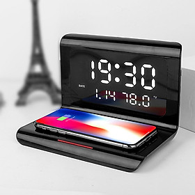 Wireless Charger for  & Android Alarm Clock with Qi Wireless Charger Pad, Temperature Display, Digital Alarm Clock, 2 Colors to Select