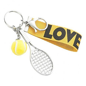 2x Tennis Racket Keychain Key Creative Fashionable Alloy Tennis Ball Racquet Keychain Gift for Sport Lovers