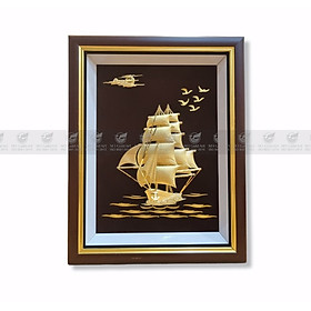 Tranh thuyền thuận buồm xuôi gió mạ vàng 24k (25x32cm) MT Gold Art- Hàng chính hãng, trang trí nhà cửa, phòng làm việc, quà tặng sếp, đối tác, khách hàng, tân gia, khai trương 