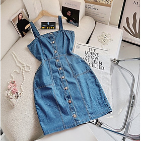 ĐIỆU ĐÀ CÙNG EM-ĐẦM JEAN 2S CHỮ A- ĐÍNH NÚT CÁCH ĐIỆU-ĐƠN GIÃN MÀ ĐẸP SĨU LUN