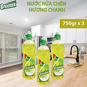 Combo 3 chai nước rửa chén greenex - chai 750g