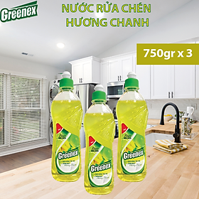 COMBO 3 CHAI NƯỚC RỬA CHÉN GREENEX - CHAI 750G