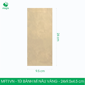 MFT1VN - 24x9.5x4.5 cm - 100 Túi giấy bánh mì vàng nâu