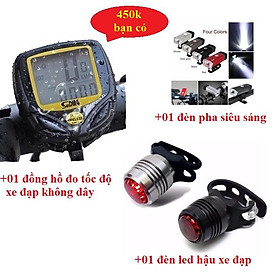 Mua Bộ phụ kiện đẹp cho xe đạp gồm  Đồng hồ đo tốc độ xe đạp  đèn pha xe đạp  đèn hậu xe đạp