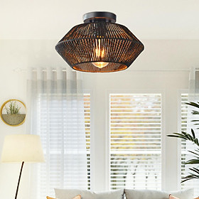Rattan Ceiling Lamp Boho Rattan Light Fixture for Bedroom Tea Room Apartment
