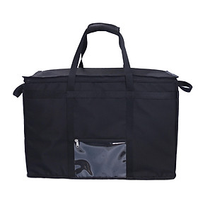 Túi Giữ Nhiệt Giao Nhận Hàng Thực Phẩm Size Lớn (To) XXL Bằng Vải Bố Canvas Màu Đen Quai Xách 4 Hướng