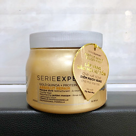 Dầu hấp ủ nhũ vàng phục hồi tóc hư tổn nặng L'ORÉAL Serie Expert Gold Quinoa + Protein Absolut Repair Golden Masque 500ml