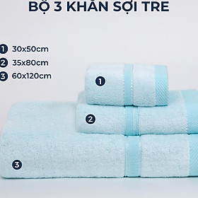 Bộ 3 khăn tắm gội mặt sợi tre mềm mại siêu thấm hút Royal Towel