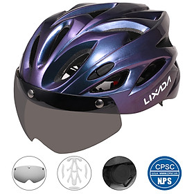 Lixada Lightweight Bike Cycling Helmet with Detachable Magnetic Goggles Mountain Road Bicycle Helmets Outdoor Sport
