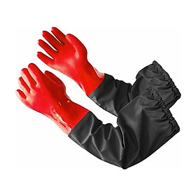 Găng tay bảo vệ cho hồ cá hai phần - Găng tay chống nước dài 70 cm - màu đỏ