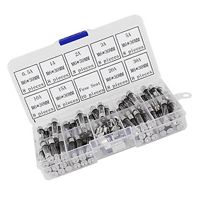72pcs 6*30mm Glass Tube Fuses Car Electrical Assorted Kit 250V 0.5A-30A