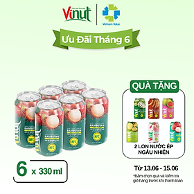 [LỐC 6 LON] Nước ép Chôm Chôm, Nước ép trái cây tươi VINUT. Lon 330ml