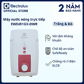 Máy nước nóng trực tiếp Electrolux 4.5kW - Trắng & Đỏ - EWE451GX-DWR - Vòi tắm kháng khuẩn, chế độ an toàn SafeReady [Hàng chính hãng]