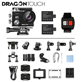 Dragon Touch Camera hành động 4K 16MP Tầm nhìn 3 Máy ảnh không thấm nước dưới nước 170 ° góc Wifi thể thao WiFi với điều khiển từ xa
