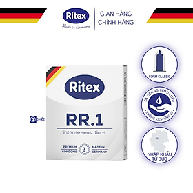 Bao cao su Ritex RR.1, Cảm Xúc Mãnh Liệt, siêu bền, hộp 3 chiếc