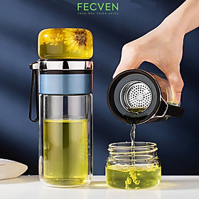Mua Bình Thủy Tinh Pha Trà 2 Lớp Có Lõi Lọc  Quai Xách Silicon Bền Bỉ  Dung Tích 420ml Fecven