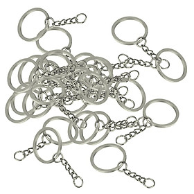 30pcs Metal Split Keychain Rings With Chain 28mm Open Jump Ring DIY Key Ring