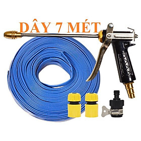Bộ dây vòi xịt nước rửa xe, tưới cây , tăng áp 3 lần, loại 7m, 10m 206318 đầu đồng, cút,nối đen+ khăn phượt