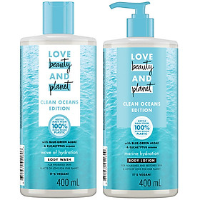 Combo sữa tắm và sữa dưỡng thể Love Beauty And Planet Đại Dương Cấp Ẩm (400ml x 2)