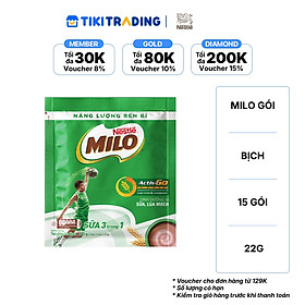Bịch 15 gói Thức Uống Lúa Mạch Nestlé MILO Sữa 3 Trong 1 (22g/Gói)