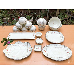 Mua Bộ bát đĩa men kem vẽ họa tiết cà rốt 19 món