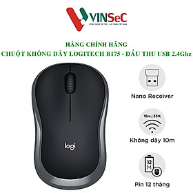 Mua Chuột không dây Logitech B175 - đầu thu USB 2.4Ghz  pin 1 năm  nhỏ gọn  thiết kế thuận cả 2 tay  phù hợp PC/ Laptop - Hàng chính hãng
