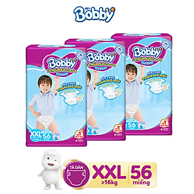 Combo 3 Tã dán Bobby siêu thấm và khô thoáng đủ size M76/L68/XL62/XXL56