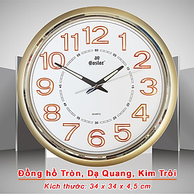 Đồng Hồ Cao Cấp KIM TRÔI EASTAR DẠ QUANG Tròn Cổ Điển - Máy Nhật Kim Trôi Êm ái, Không Gây Tiếng Động - Tặng Pin Maxell - BH 1 Năm