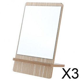 3xBathroom Shaving Vanity Mirror Standing Wooden Folding Makeup Mirror Large