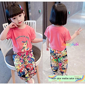 Set thể thao bé gái size đại cồ áo croptop rộng quần jogger thun cotton