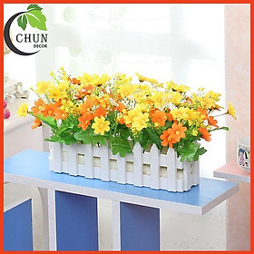 Chậu hoa giả trang trí – Nhiều mẫu mã – Chậu hàng rào cắm sẵn cây giả, hoa lụa decor – Rộng 10 cm – Dài 50 cm – Cao từ 15 đến 30 cm