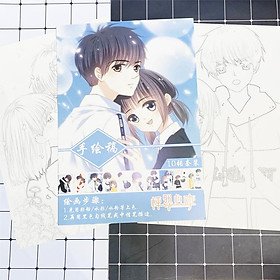 Tranh tô màu Con tim rung động tập bản thảo phác họa anime manga chibi tặng thẻ Vcone