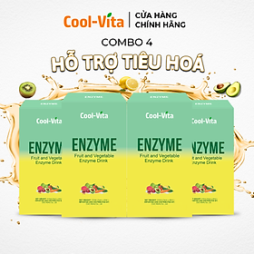 Combo 4 Hộp Nước Uống Bổ Sung Enzyme Chiết Xuất Từ Trái Cây và Rau Củ Hỗ Trợ Tiêu Hoá, Thanh Lọc Cơ Thể Coolvita - Hộp 7 Túi