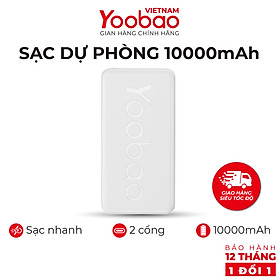 Sạc dự phòng Yoobao P10T - Dung lượng 10000mAh - Sạc nhanh 2.1A