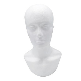 Lightweight Foam Male Mannequin Head Hat Wig Glasses Display Stand White
