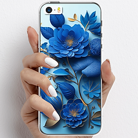 Ốp lưng cho iPhone 5, iPhone SE 2016 nhựa TPU mẫu Hoa xanh dương