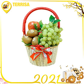 Giỏ quà Tết TERRISA Signature Đoàn Viên 1 (Giỏ 2.5 Kg - Kiwi New Zealand, Táo Canada, Nho Mỹ)