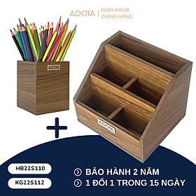Mua Combo: Kệ gỗ KG22S112 để bàn và hộp cắm bút đơn HB22S110 phong cách hiện đại sang trong ADOTA