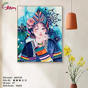 Mua Tranh  tô màu theo số Cô gái dân tộc AN4190