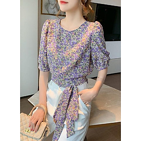 ÁO HOA CROPTOP THẮT NƠ EO XINH SẮN