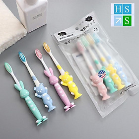 Mua SET 04 Bàn chải đánh răng trẻ em xuất Nhật - Bàn chải trẻ em hình thú ngộ nghĩnh  mềm mại (Hàng cao cấp)